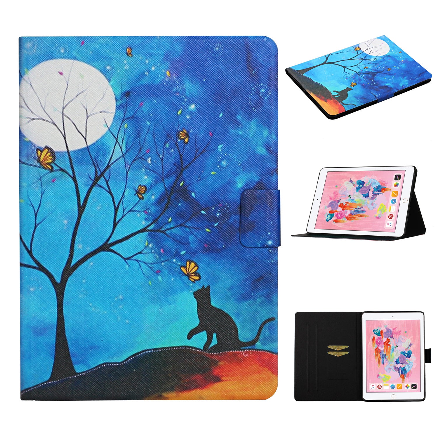 Pattern Printing with Card Slots Leather Case for iPad Air (2013)/iPad Air 2/iPad 9.7-inch (2017)/(2018)