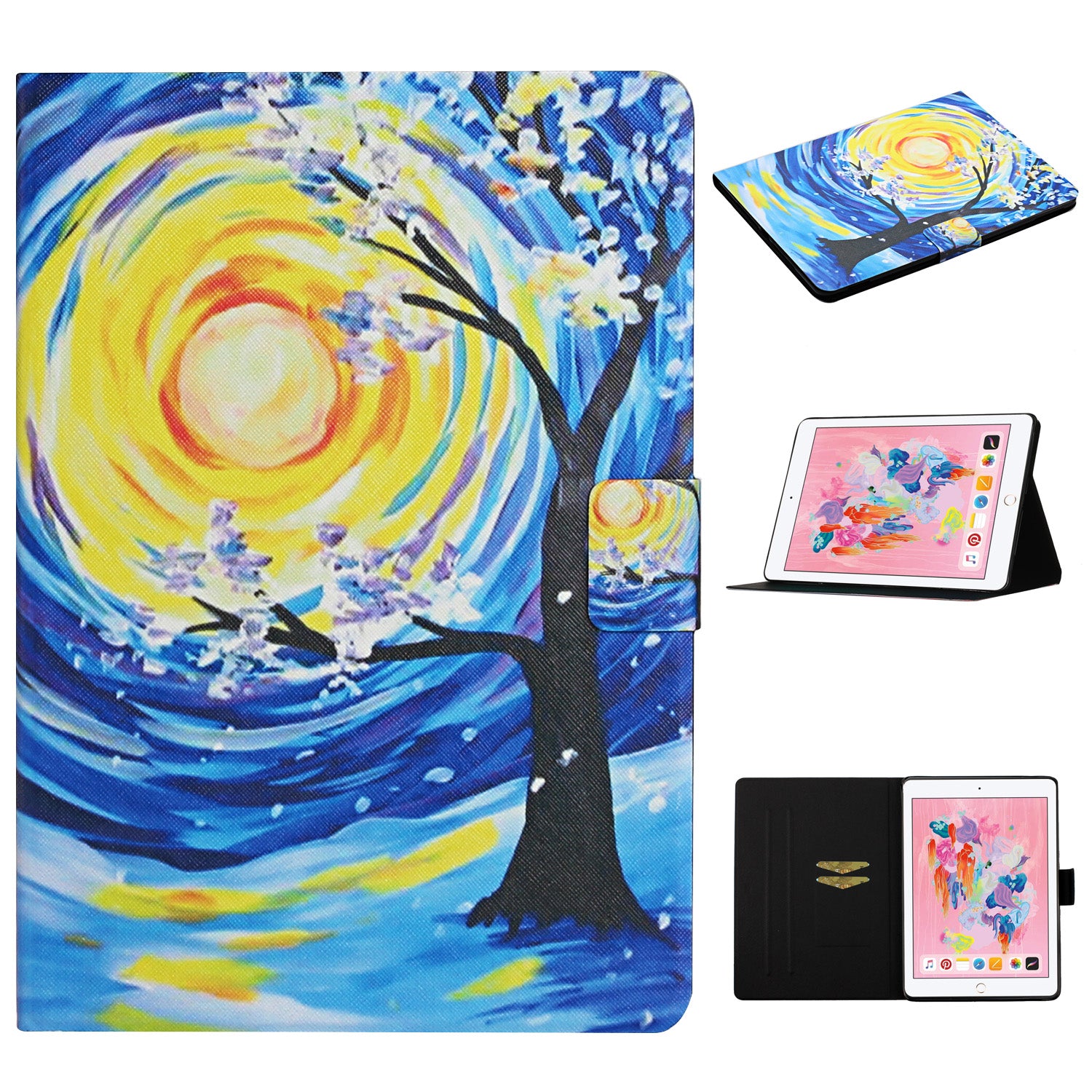 Pattern Printing with Card Slots Leather Case for iPad Air (2013)/iPad Air 2/iPad 9.7-inch (2017)/(2018)