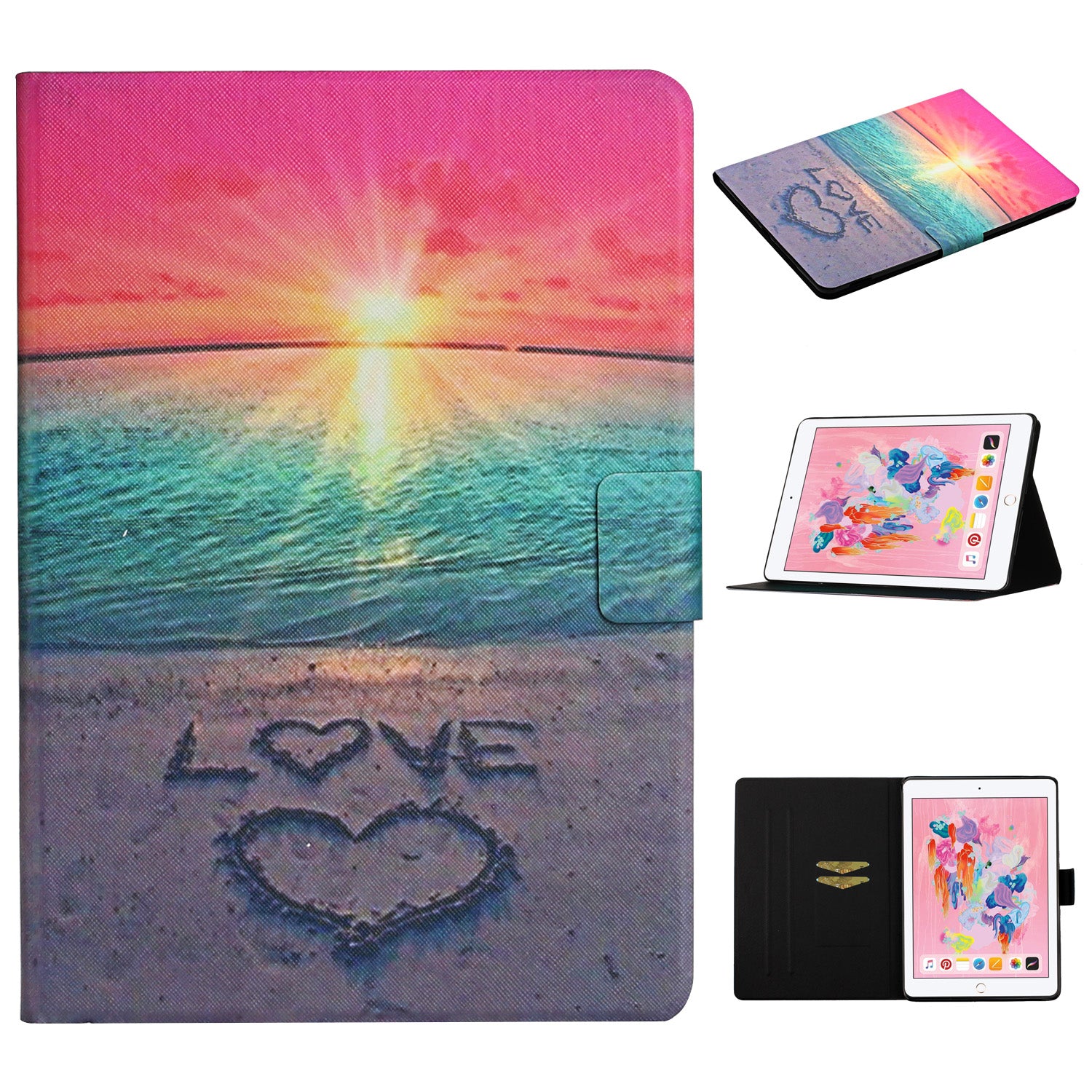 Pattern Printing with Card Slots Leather Case for iPad Air (2013)/iPad Air 2/iPad 9.7-inch (2017)/(2018)