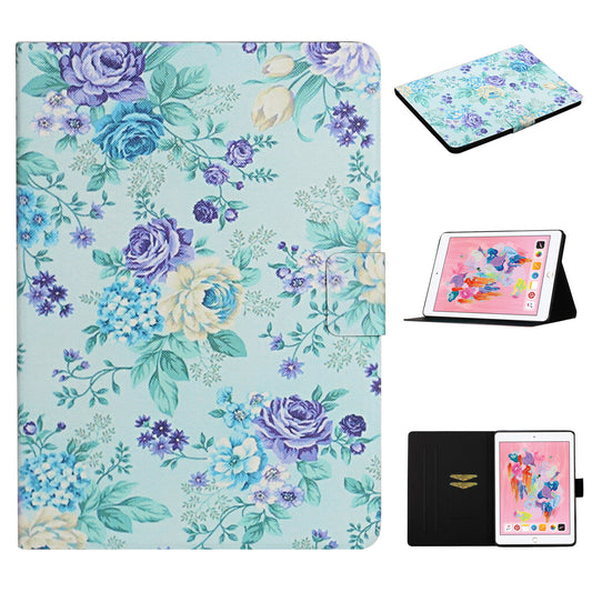 Flower Pattern Printing Card Holder Stand Tablet Cover Case for iPad 10.2 (2021)/(2020)/(2019)/Pro 10.5-inch (2017)/Air 10.5 inch (2019)