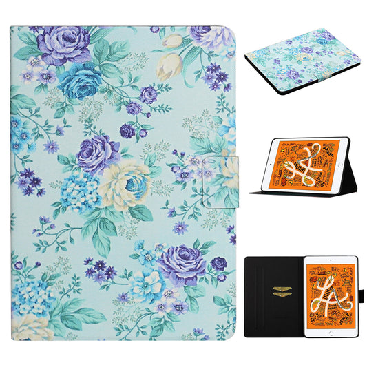 Flower Pattern Printing Card Holder Stand Tablet Shell for iPad mini (2019) 7.9 inch/4/3/2/1