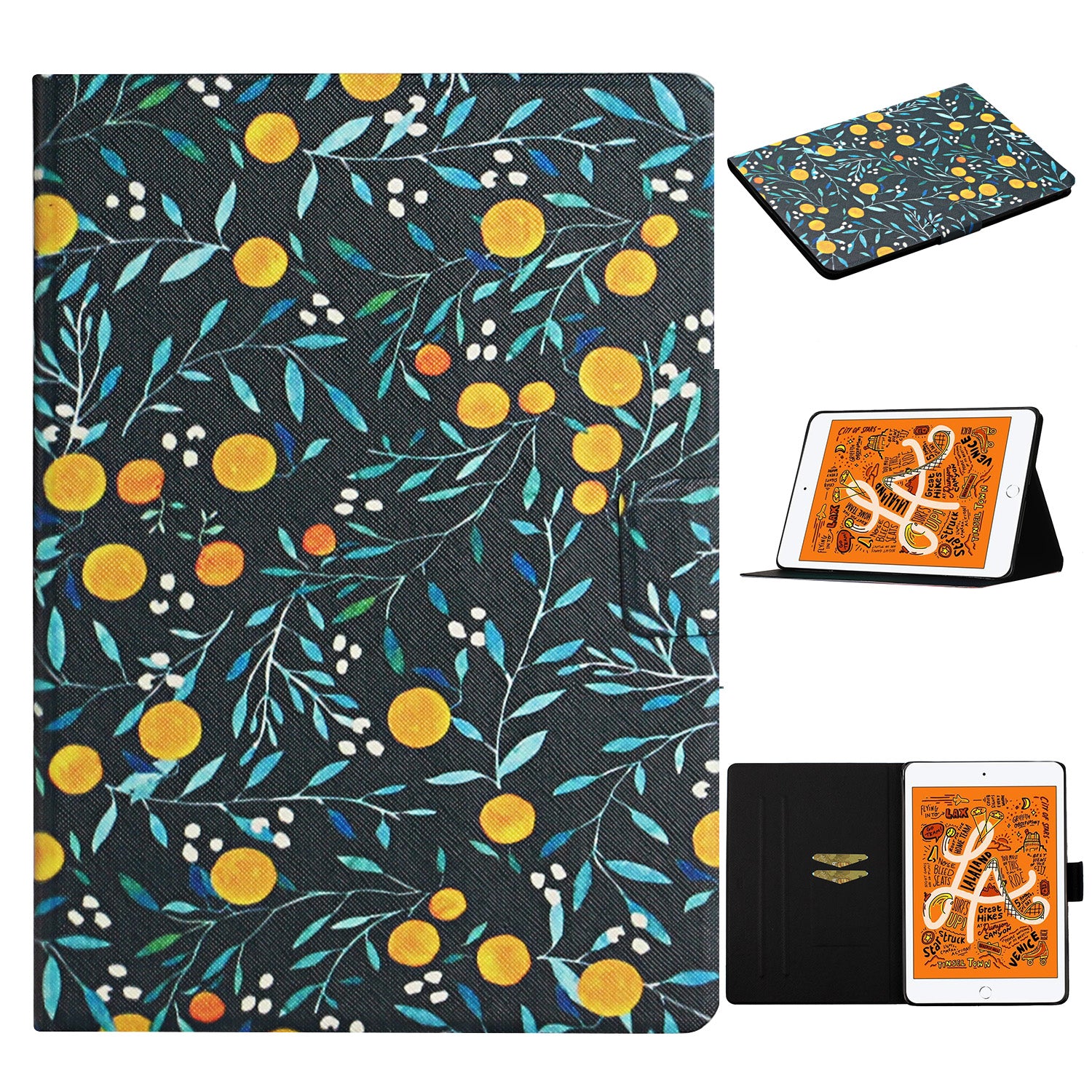 Flower Pattern Printing Card Holder Stand Tablet Shell for iPad mini (2019) 7.9 inch/4/3/2/1