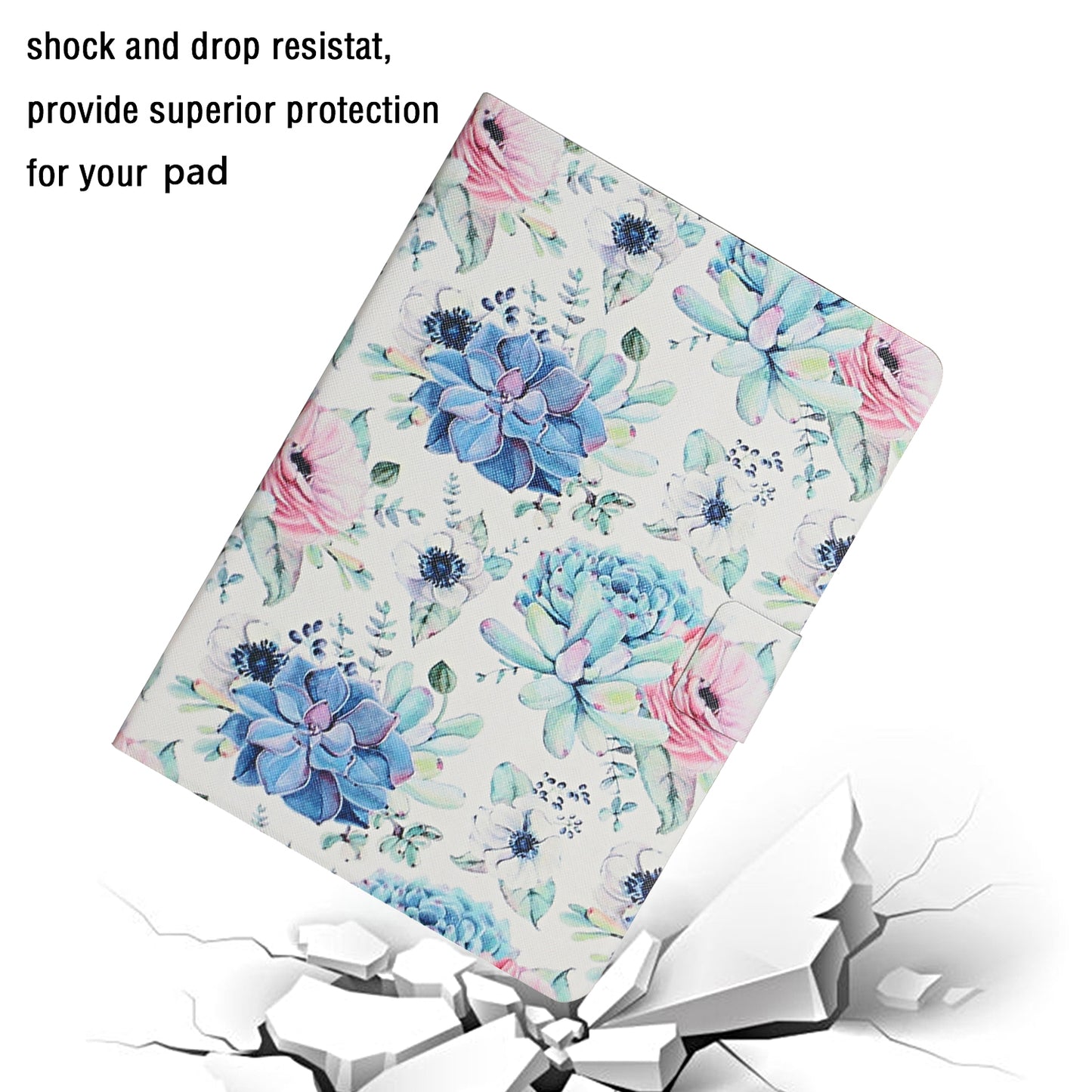 Flower Pattern Printing Card Holder Stand Tablet Shell for iPad mini (2019) 7.9 inch/4/3/2/1