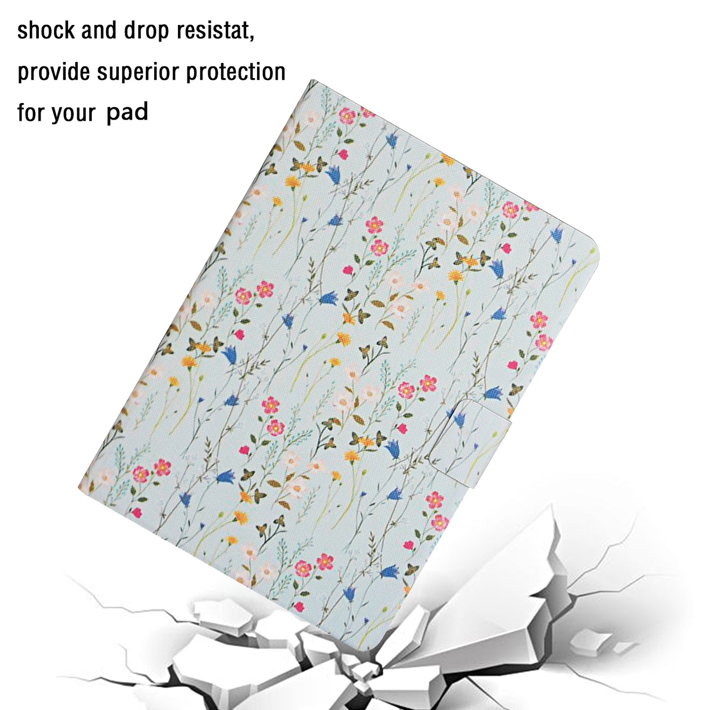 Flower Pattern Printing Card Holder Stand Tablet Shell for iPad mini (2019) 7.9 inch/4/3/2/1