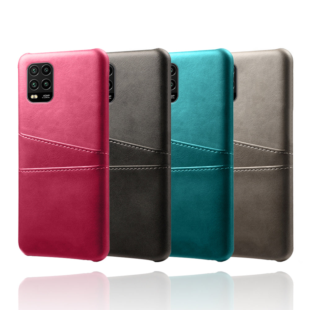 KSQ with Double Card Slots PU Leather Coated Hard PC Case for Xiaomi Mi 10 Lite 5G