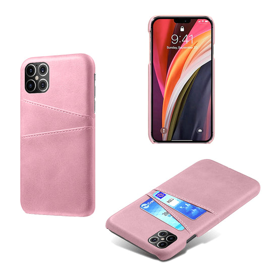 KSQ PU Leather Coated PC Shell with Double Card Slots for iPhone 12 Pro Max 6.7 inch