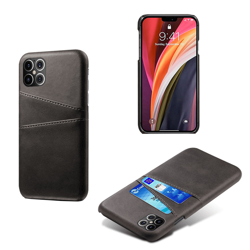 KSQ PU Leather Coated PC Shell with Double Card Slots for iPhone 12 Pro Max 6.7 inch