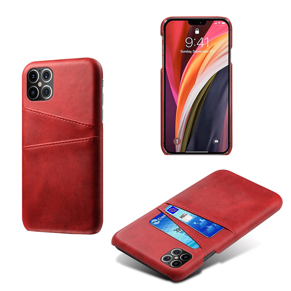 KSQ PU Leather Coated PC Shell with Double Card Slots for iPhone 12 Pro Max 6.7 inch
