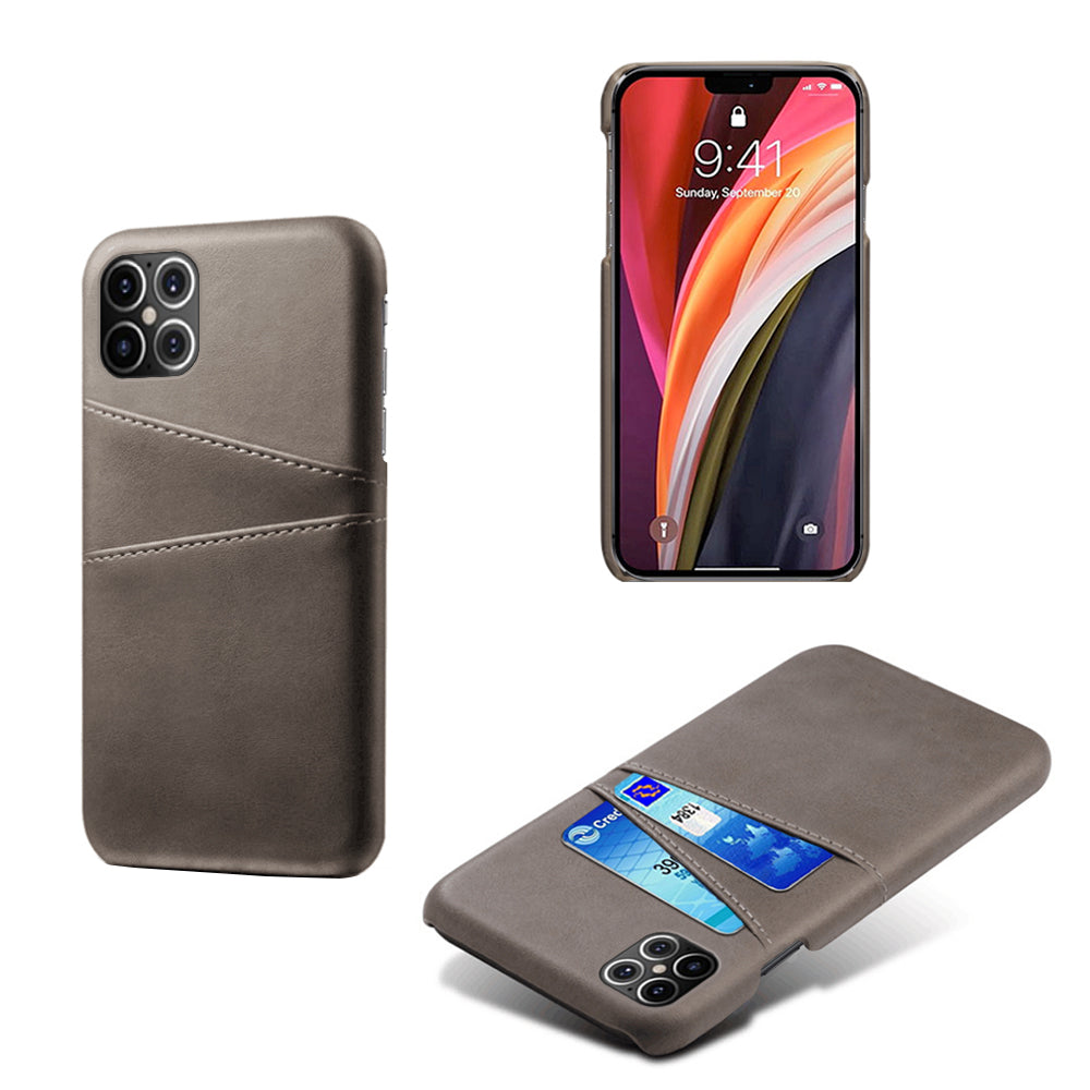 KSQ PU Leather Coated PC Shell with Double Card Slots for iPhone 12 Pro Max 6.7 inch
