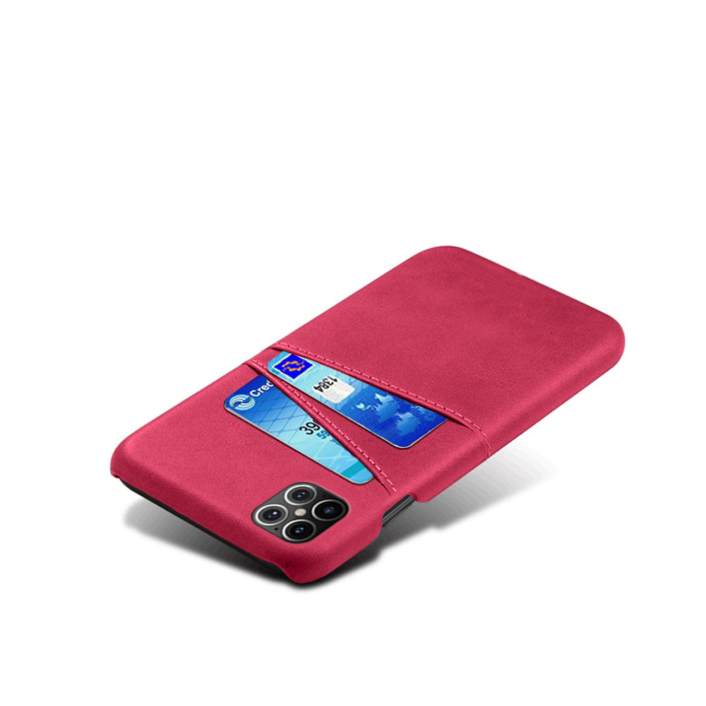 KSQ PU Leather Coated PC Shell with Double Card Slots for iPhone 12 Pro Max 6.7 inch