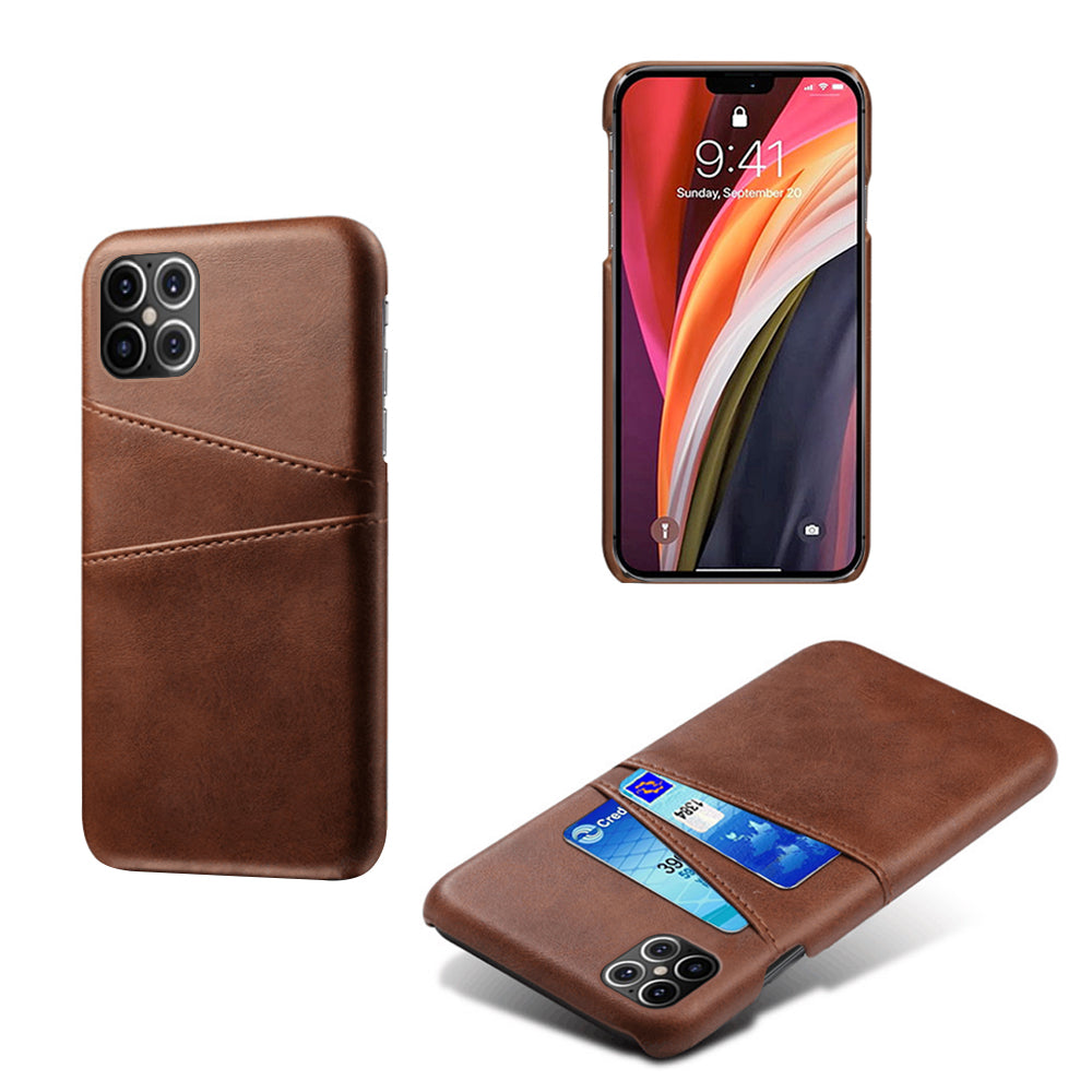 KSQ PU Leather Coated PC Shell with Double Card Slots for iPhone 12 Pro Max 6.7 inch