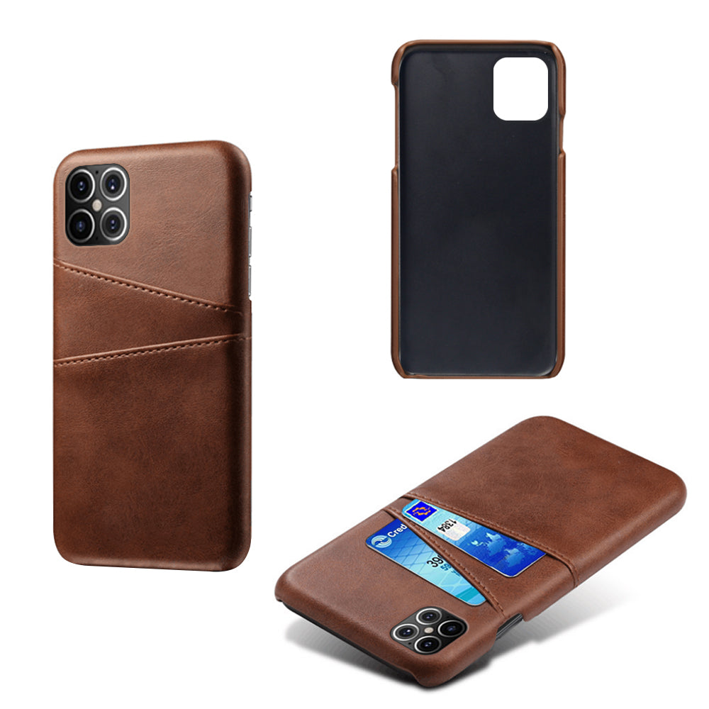 KSQ PU Leather Coated PC Shell with Double Card Slots for iPhone 12 Pro Max 6.7 inch