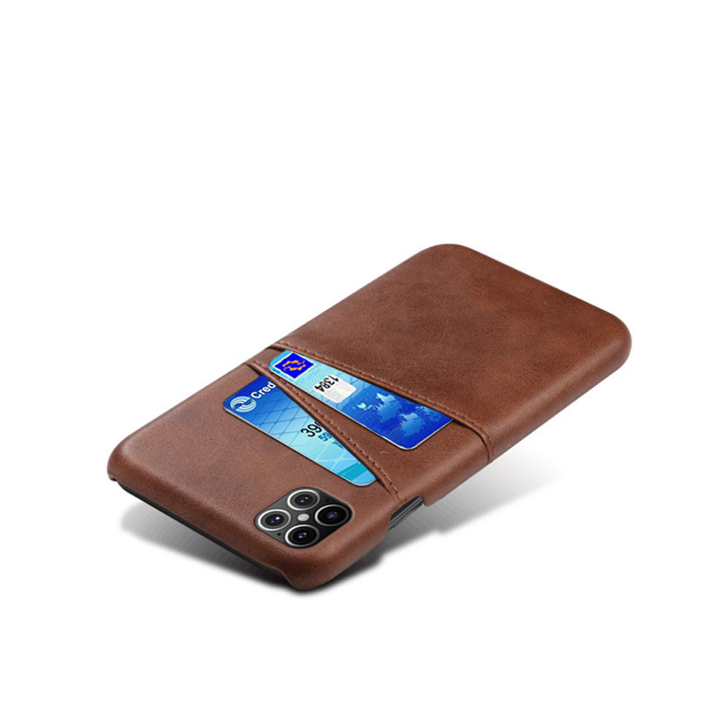 KSQ PU Leather Coated PC Shell with Double Card Slots for iPhone 12 Pro Max 6.7 inch