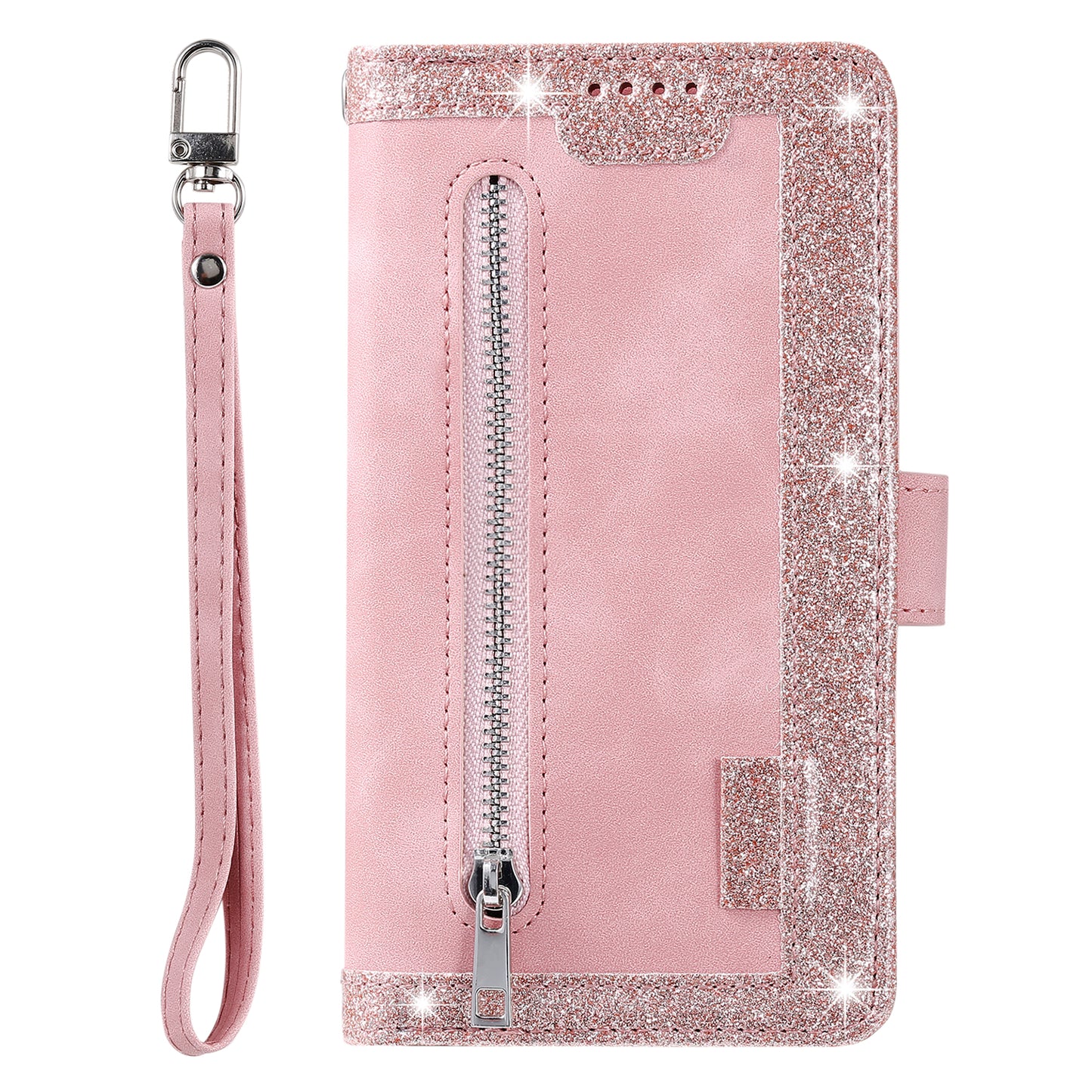 Zipper Wallet with 9 Card Slots Leather Phone Case with Strap for iPhone X/XS 5.8 inch