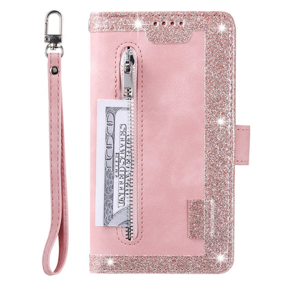 Zipper Wallet with 9 Card Slots Leather Phone Case with Strap for iPhone X/XS 5.8 inch