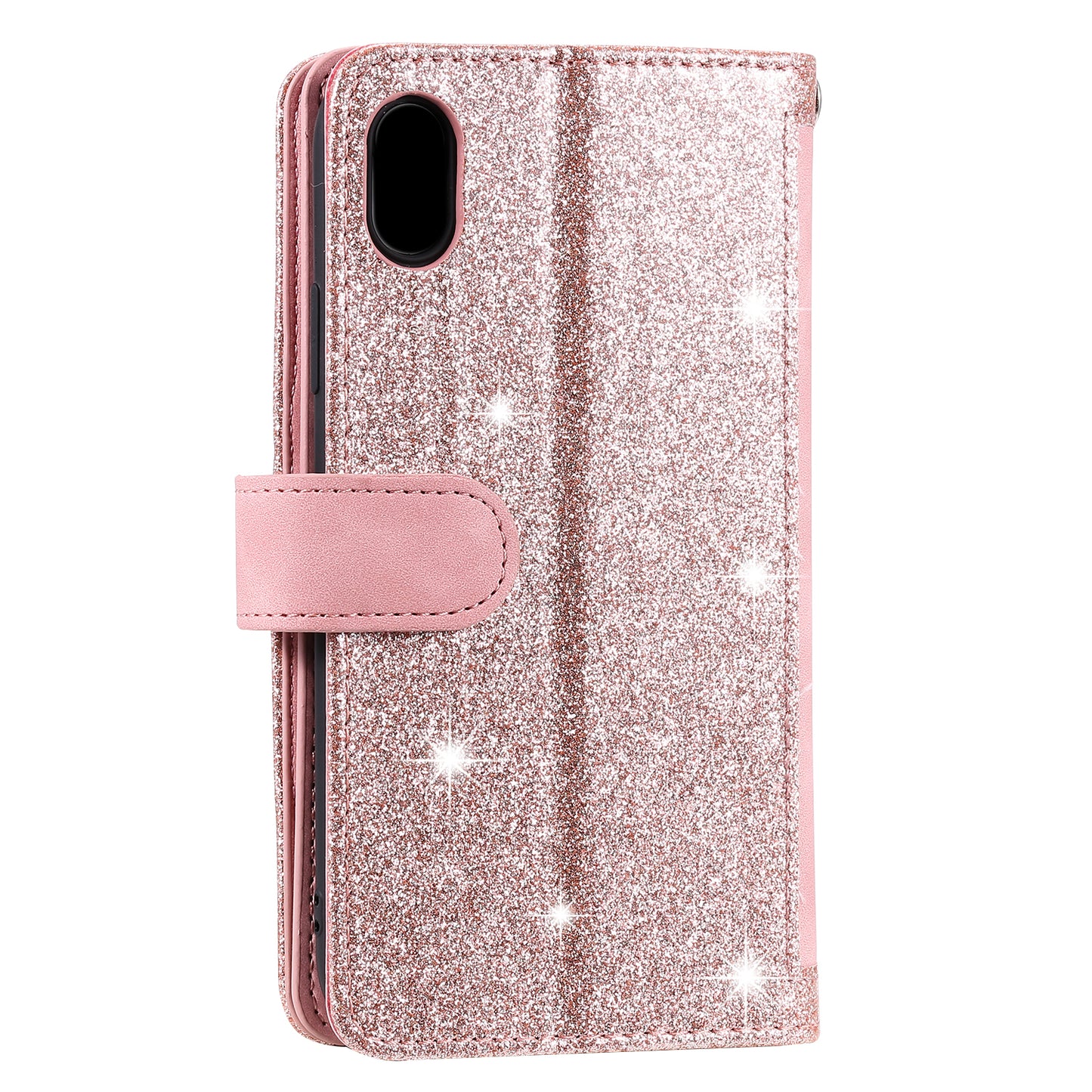 Zipper Wallet with 9 Card Slots Leather Phone Case with Strap for iPhone X/XS 5.8 inch