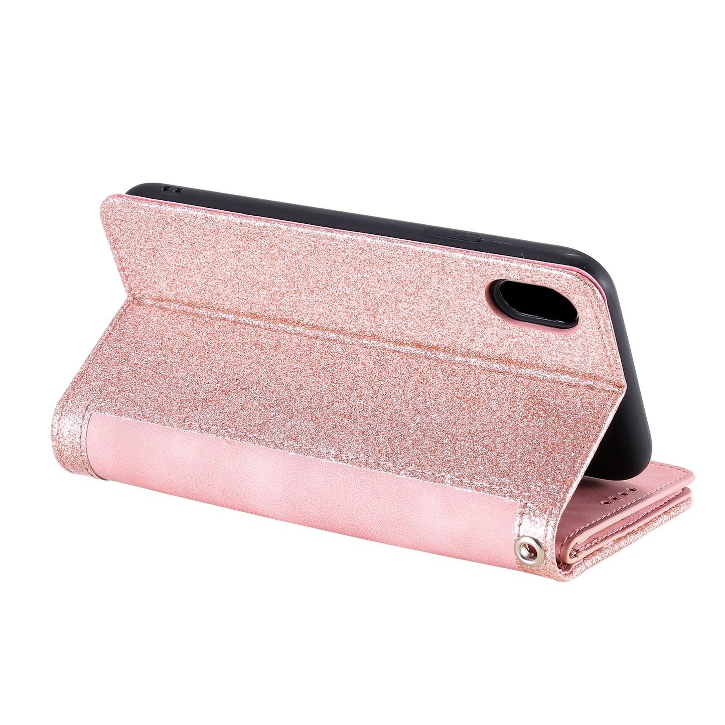 Zipper Wallet with 9 Card Slots Leather Phone Case with Strap for iPhone X/XS 5.8 inch