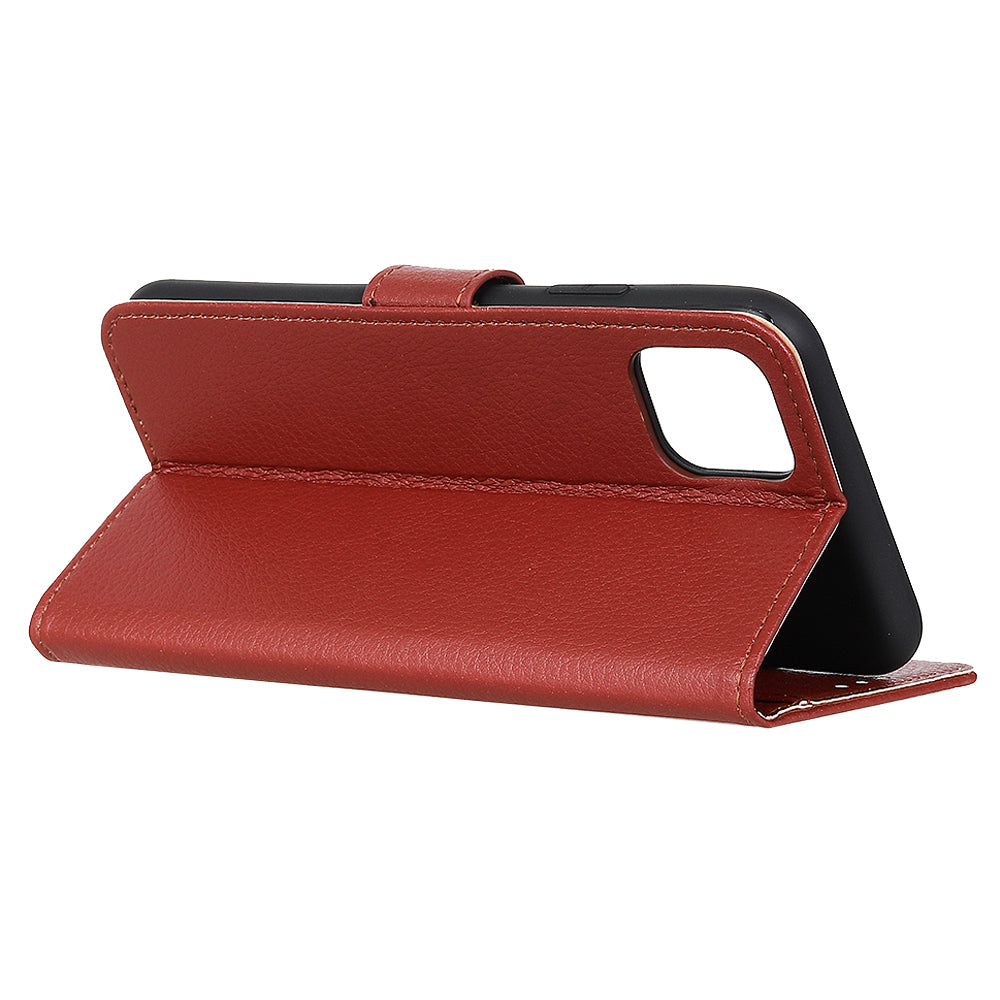 For iPhone 12 Pro/12 Anti-dust Shock-resistant Litchi Skin Texture Wallet Leather Stand Protective Case