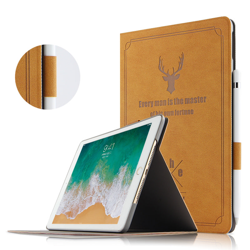 Imprint Deer and Quote PU Leather Stand Case for iPad Air 10.5 (2019) / Pro 10.5-inch (2017)
