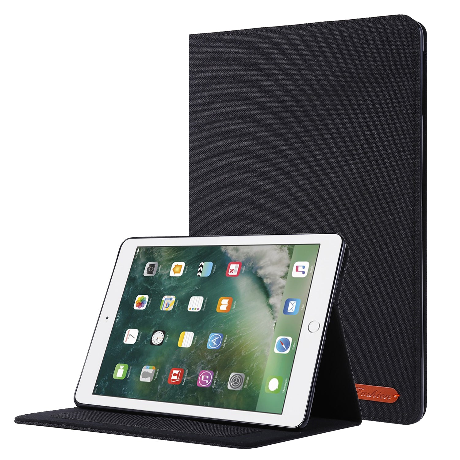 For iPad 9.7-inch (2018)/(2017) /iPad Air (2013)/Air 2 Tablet Case Cloth Texture Leather Protective Cover with Card Slots Stand