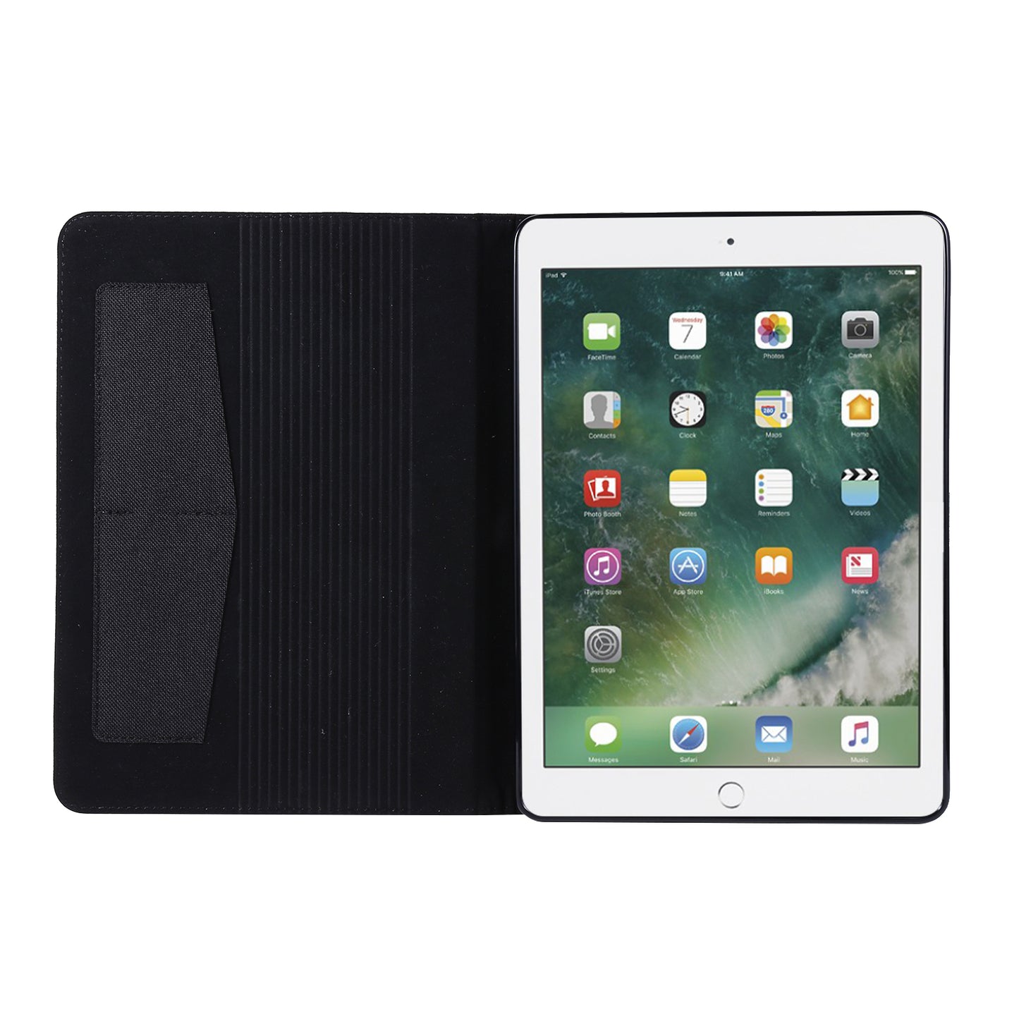 For iPad 9.7-inch (2018)/(2017) /iPad Air (2013)/Air 2 Tablet Case Cloth Texture Leather Protective Cover with Card Slots Stand