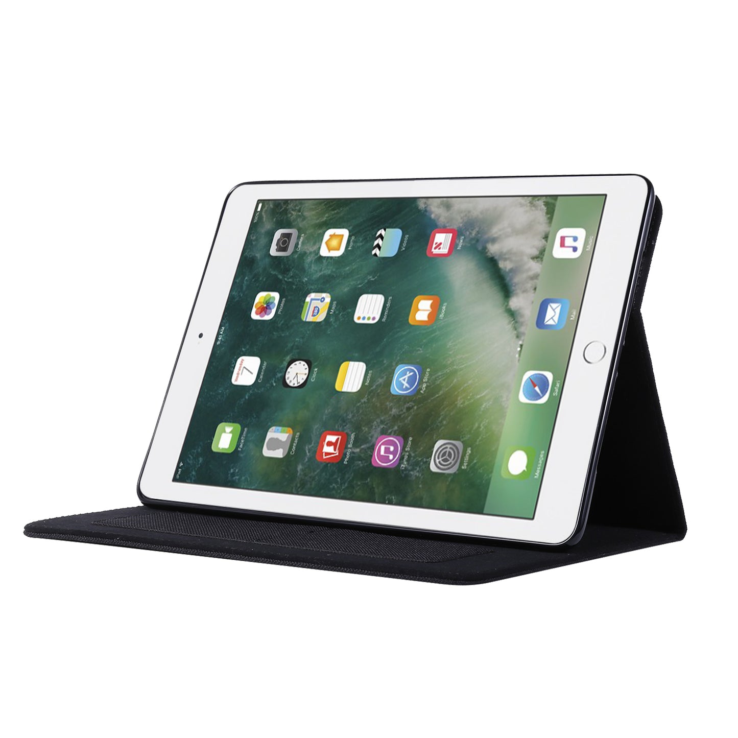 For iPad 9.7-inch (2018)/(2017) /iPad Air (2013)/Air 2 Tablet Case Cloth Texture Leather Protective Cover with Card Slots Stand