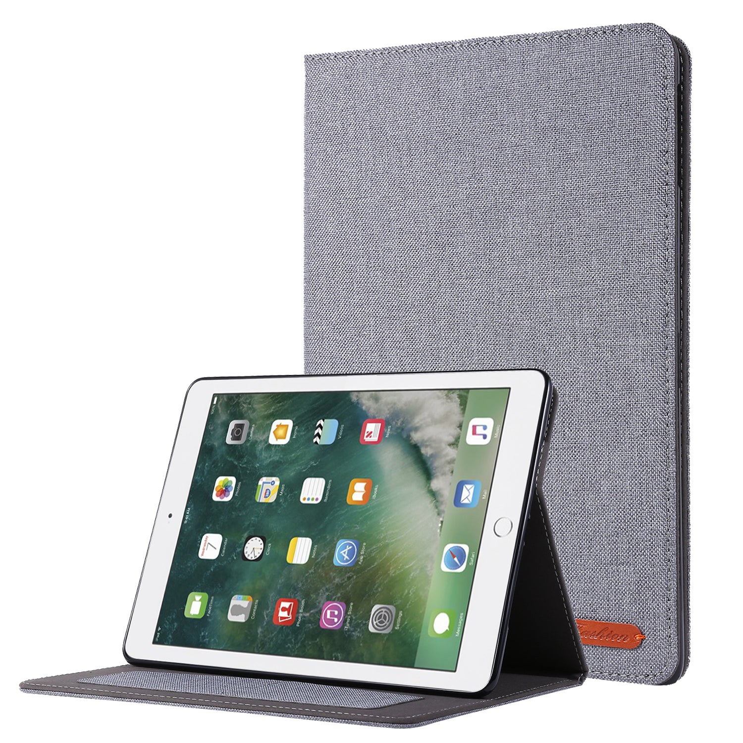 For iPad 9.7-inch (2018)/(2017) /iPad Air (2013)/Air 2 Tablet Case Cloth Texture Leather Protective Cover with Card Slots Stand
