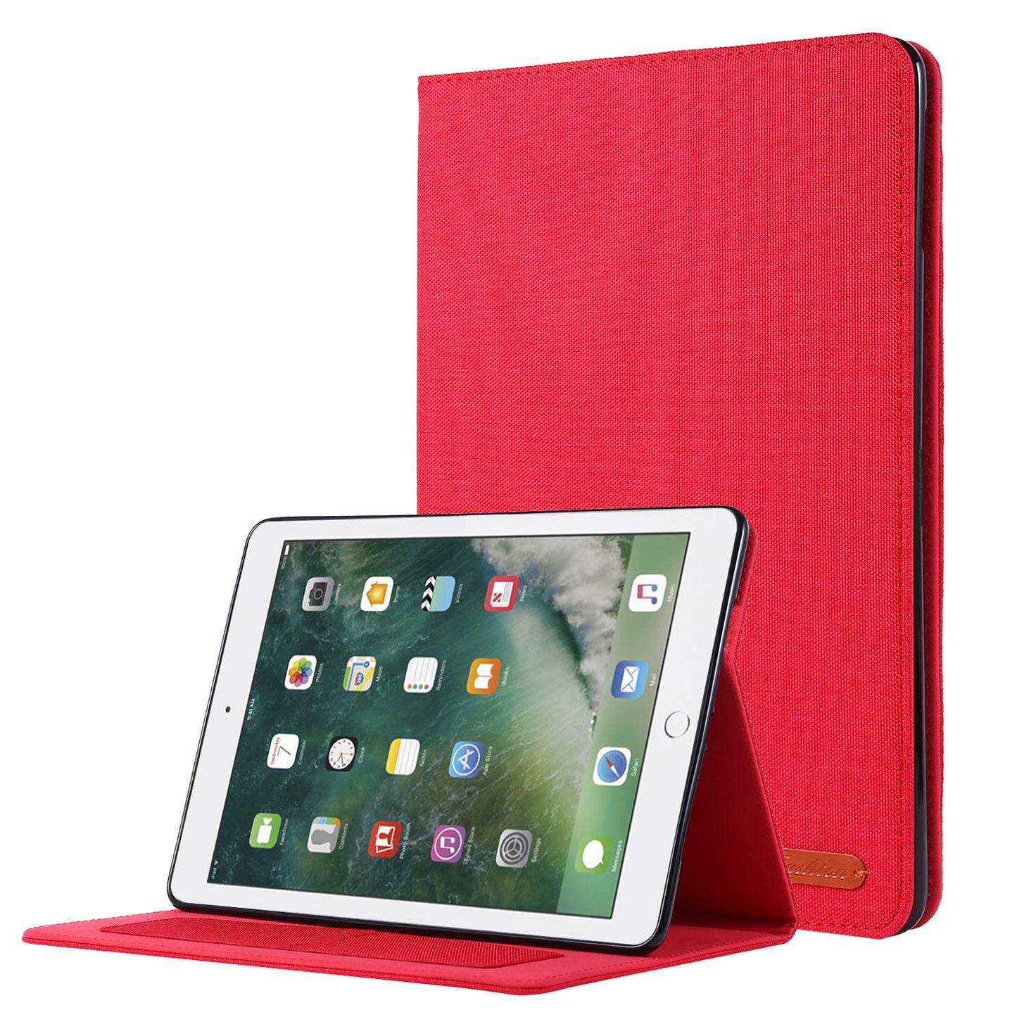 For iPad 9.7-inch (2018)/(2017) /iPad Air (2013)/Air 2 Tablet Case Cloth Texture Leather Protective Cover with Card Slots Stand
