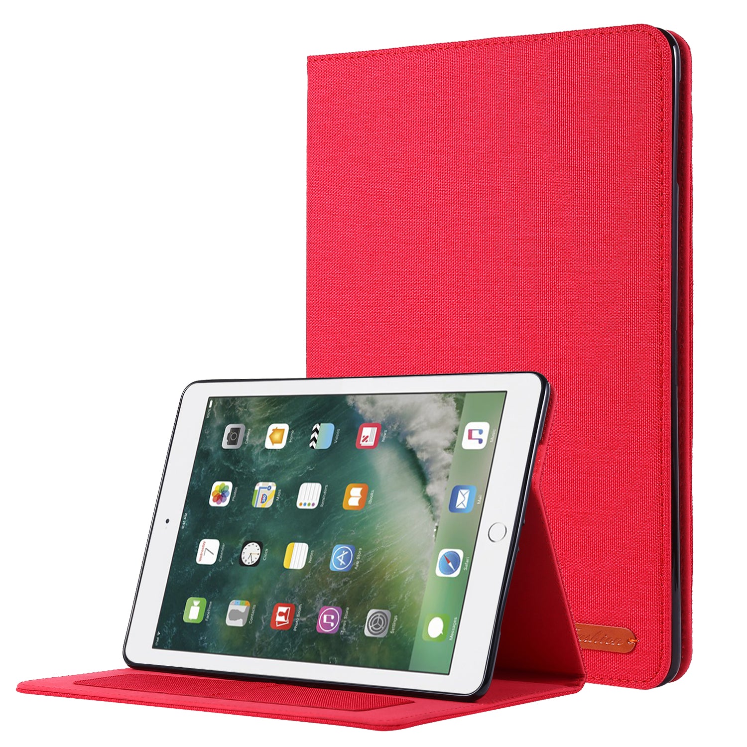 For iPad 9.7-inch (2018)/(2017) /iPad Air (2013)/Air 2 Tablet Case Cloth Texture Leather Protective Cover with Card Slots Stand