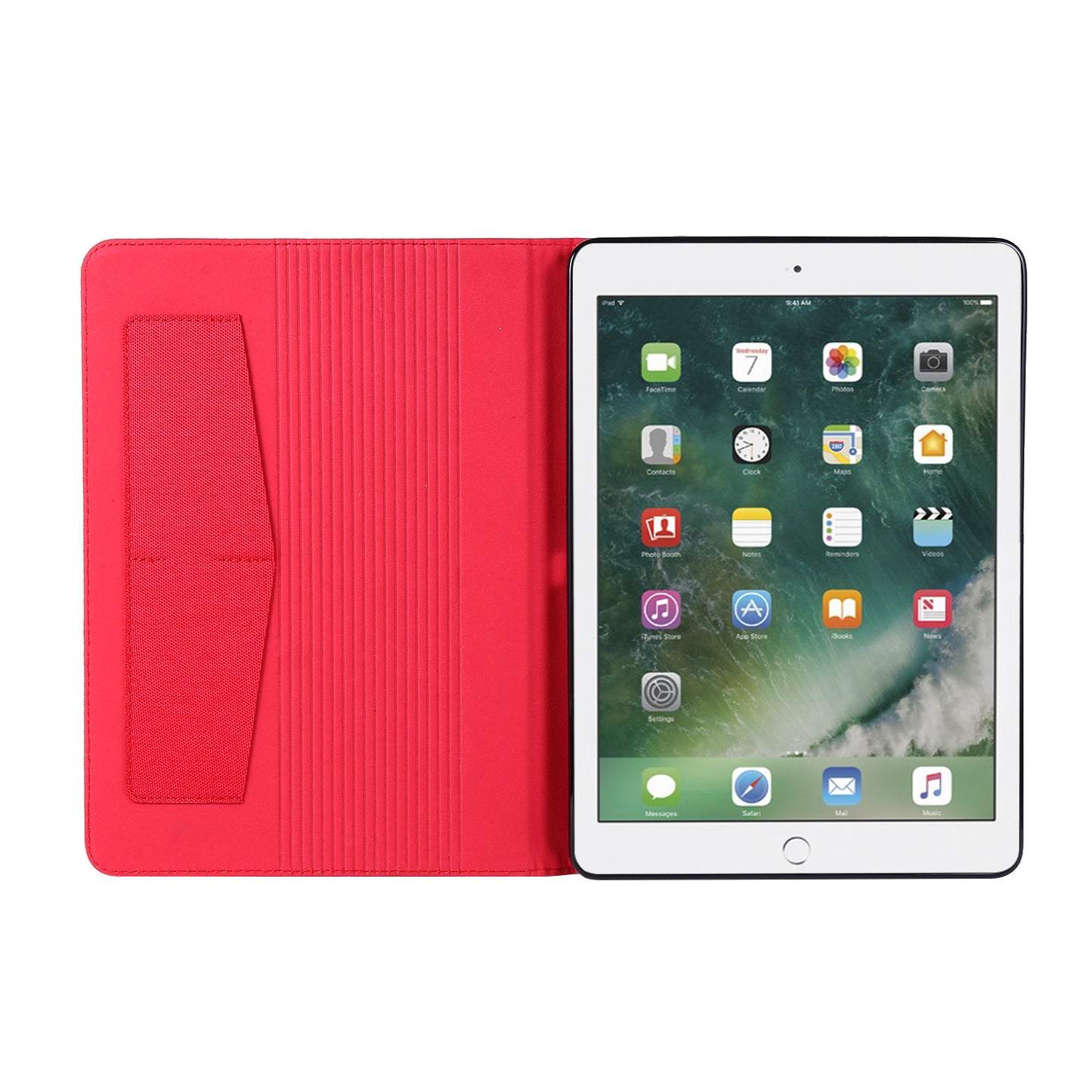 For iPad 9.7-inch (2018)/(2017) /iPad Air (2013)/Air 2 Tablet Case Cloth Texture Leather Protective Cover with Card Slots Stand