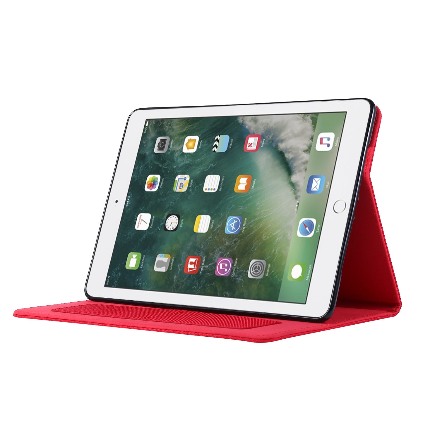 For iPad 9.7-inch (2018)/(2017) /iPad Air (2013)/Air 2 Tablet Case Cloth Texture Leather Protective Cover with Card Slots Stand