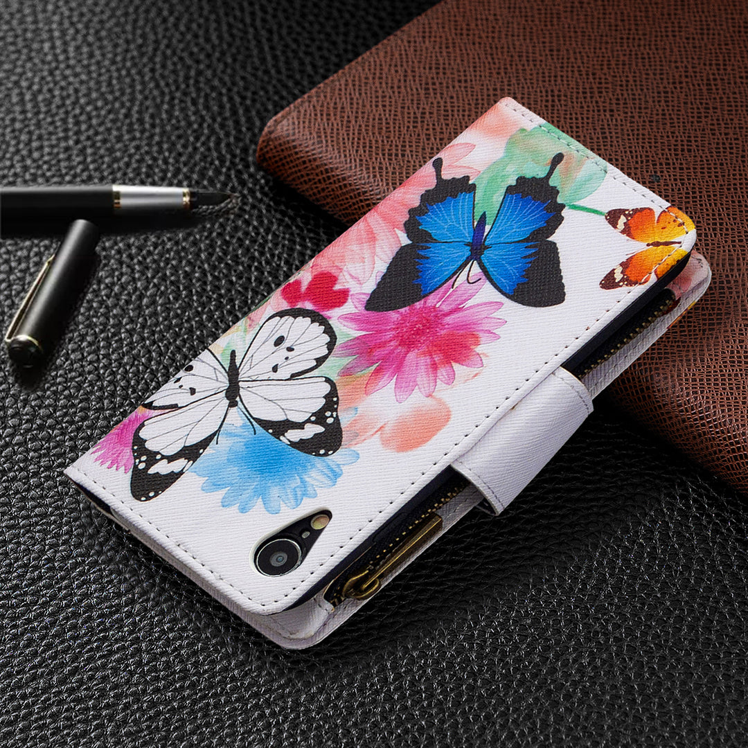 BF03 Pattern Printing Zipper Wallet Leather Phone Cover for iPhone XR 6.1 inch