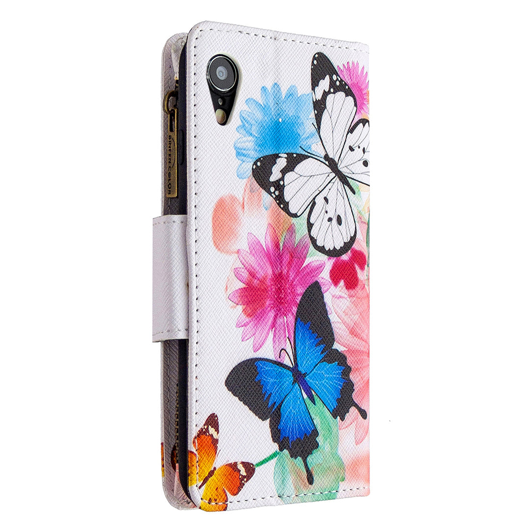 BF03 Pattern Printing Zipper Wallet Leather Phone Cover for iPhone XR 6.1 inch