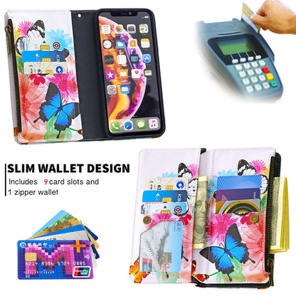 BF03 Pattern Printing Zipper Wallet Leather Phone Cover for iPhone XR 6.1 inch