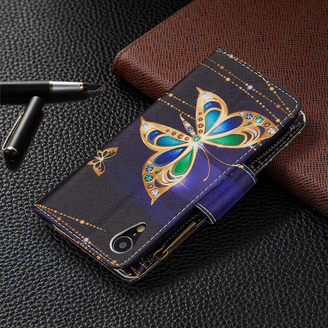 BF03 Pattern Printing Zipper Wallet Leather Phone Cover for iPhone XR 6.1 inch