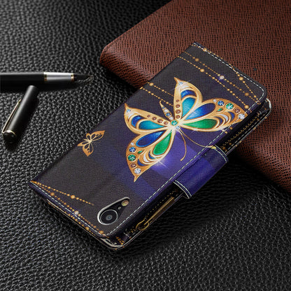 BF03 Pattern Printing Zipper Wallet Leather Phone Cover for iPhone XR 6.1 inch