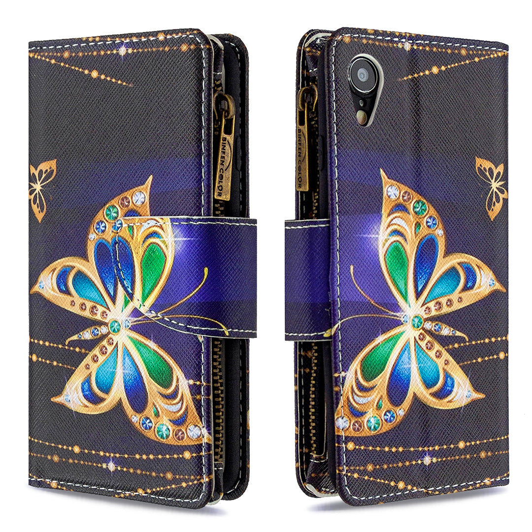 BF03 Pattern Printing Zipper Wallet Leather Phone Cover for iPhone XR 6.1 inch