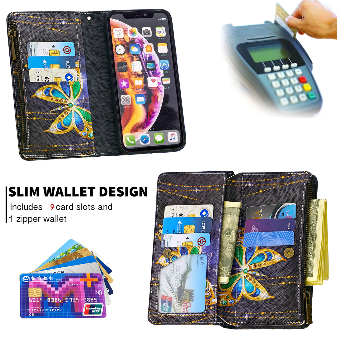 BF03 Pattern Printing Zipper Wallet Leather Phone Cover for iPhone XR 6.1 inch