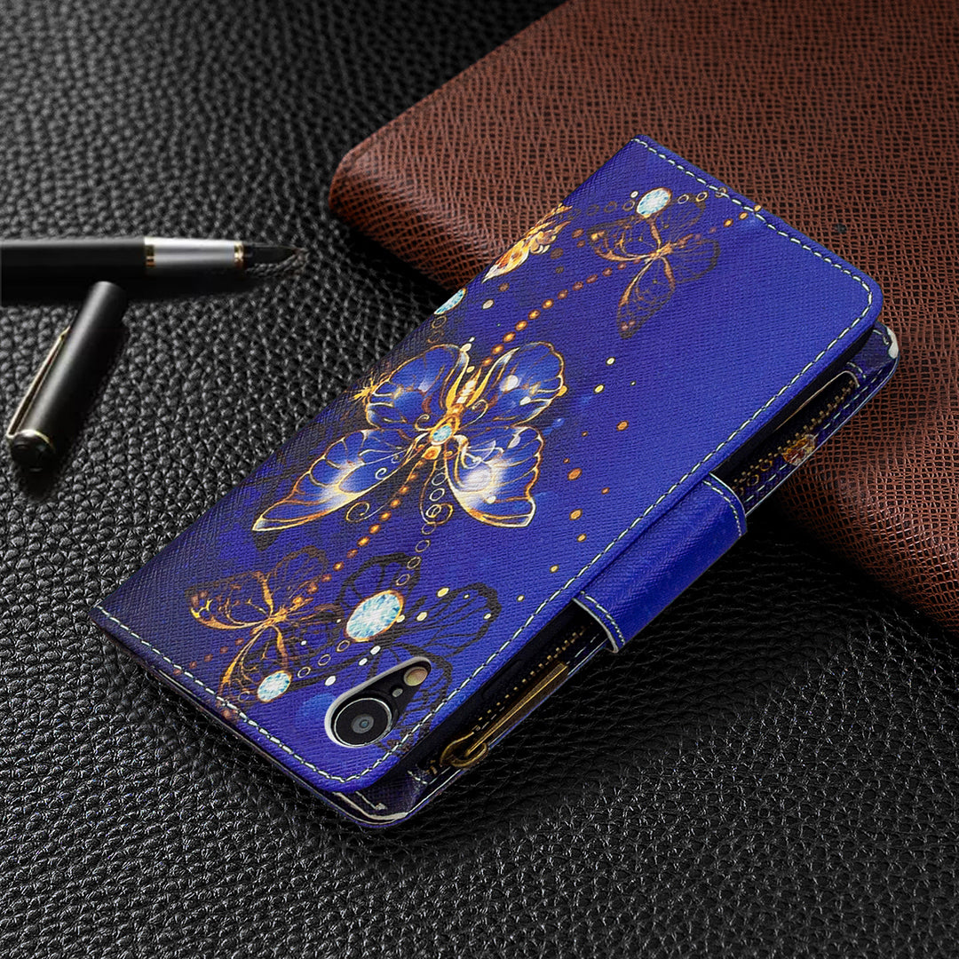BF03 Pattern Printing Zipper Wallet Leather Phone Cover for iPhone XR 6.1 inch