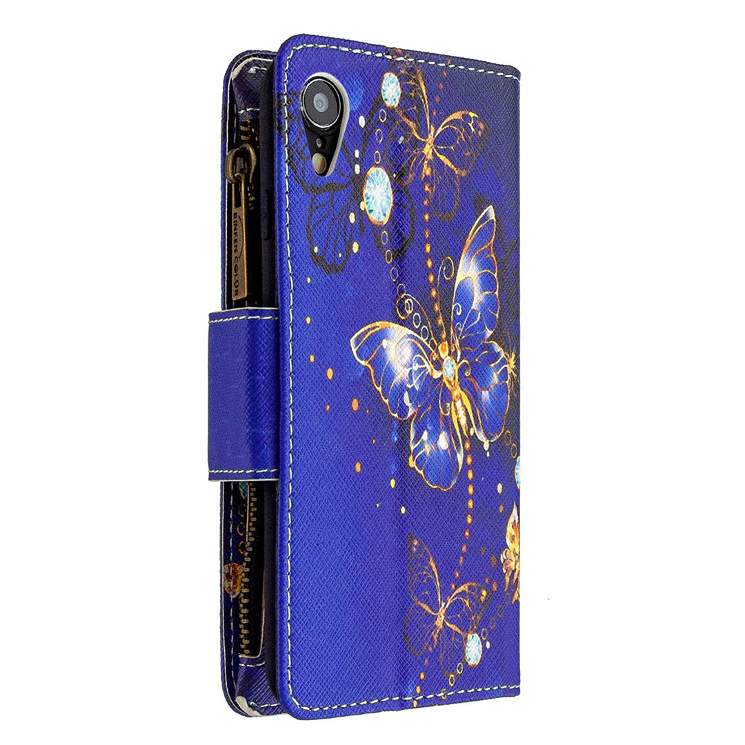 BF03 Pattern Printing Zipper Wallet Leather Phone Cover for iPhone XR 6.1 inch