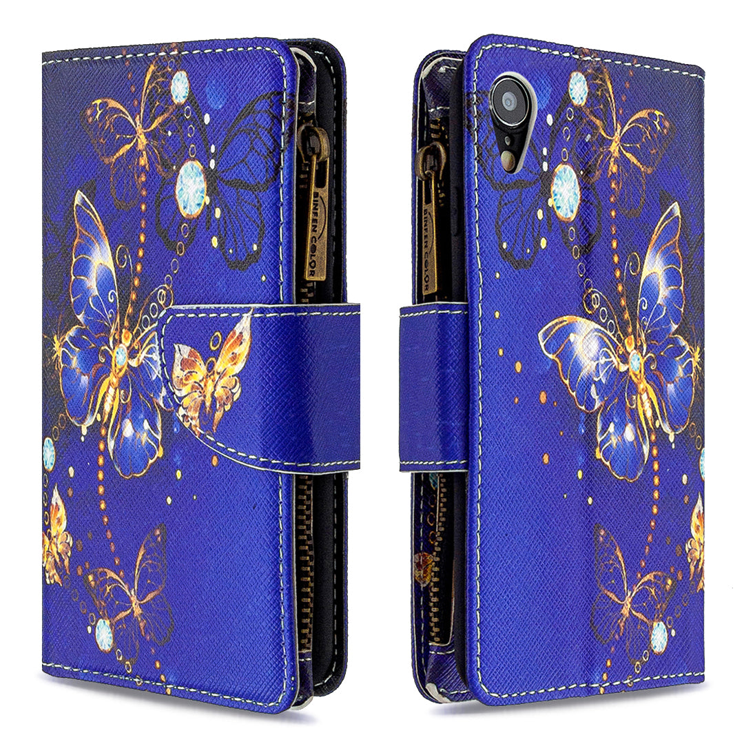 BF03 Pattern Printing Zipper Wallet Leather Phone Cover for iPhone XR 6.1 inch