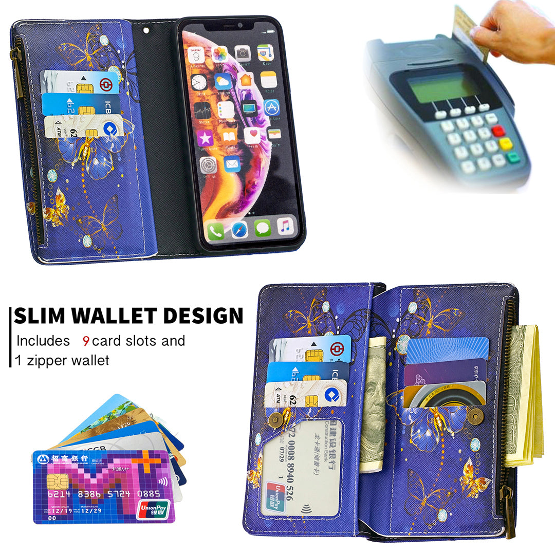 BF03 Pattern Printing Zipper Wallet Leather Phone Cover for iPhone XR 6.1 inch