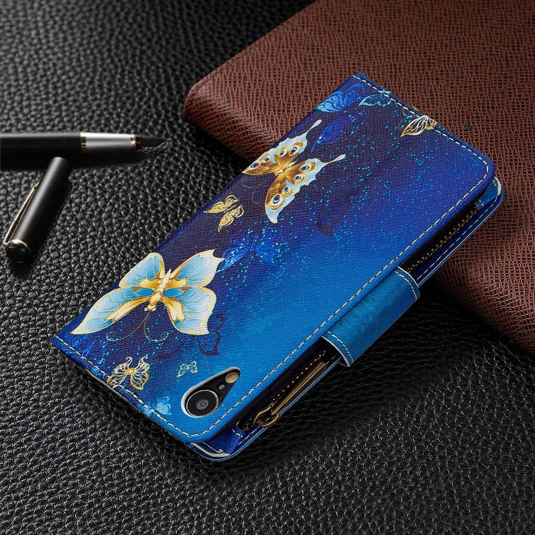 BF03 Pattern Printing Zipper Wallet Leather Phone Cover for iPhone XR 6.1 inch