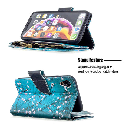 BF03 Pattern Printing Zipper Wallet Leather Phone Cover for iPhone XR 6.1 inch