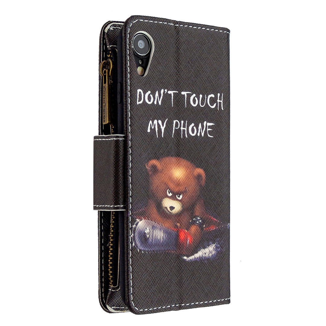 BF03 Pattern Printing Zipper Wallet Leather Phone Cover for iPhone XR 6.1 inch