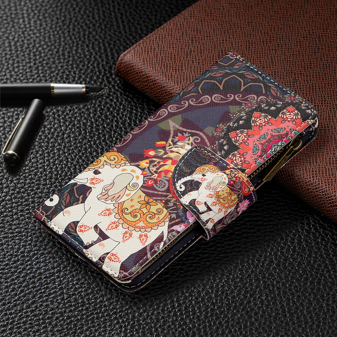 BF03 Pattern Printing Zipper Wallet Leather Phone Cover for iPhone XR 6.1 inch