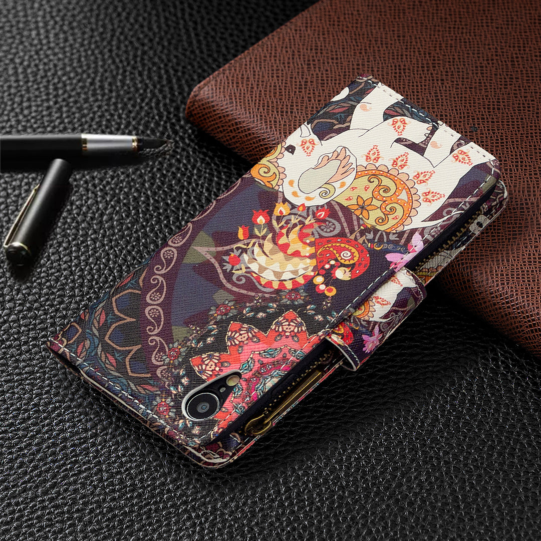 BF03 Pattern Printing Zipper Wallet Leather Phone Cover for iPhone XR 6.1 inch