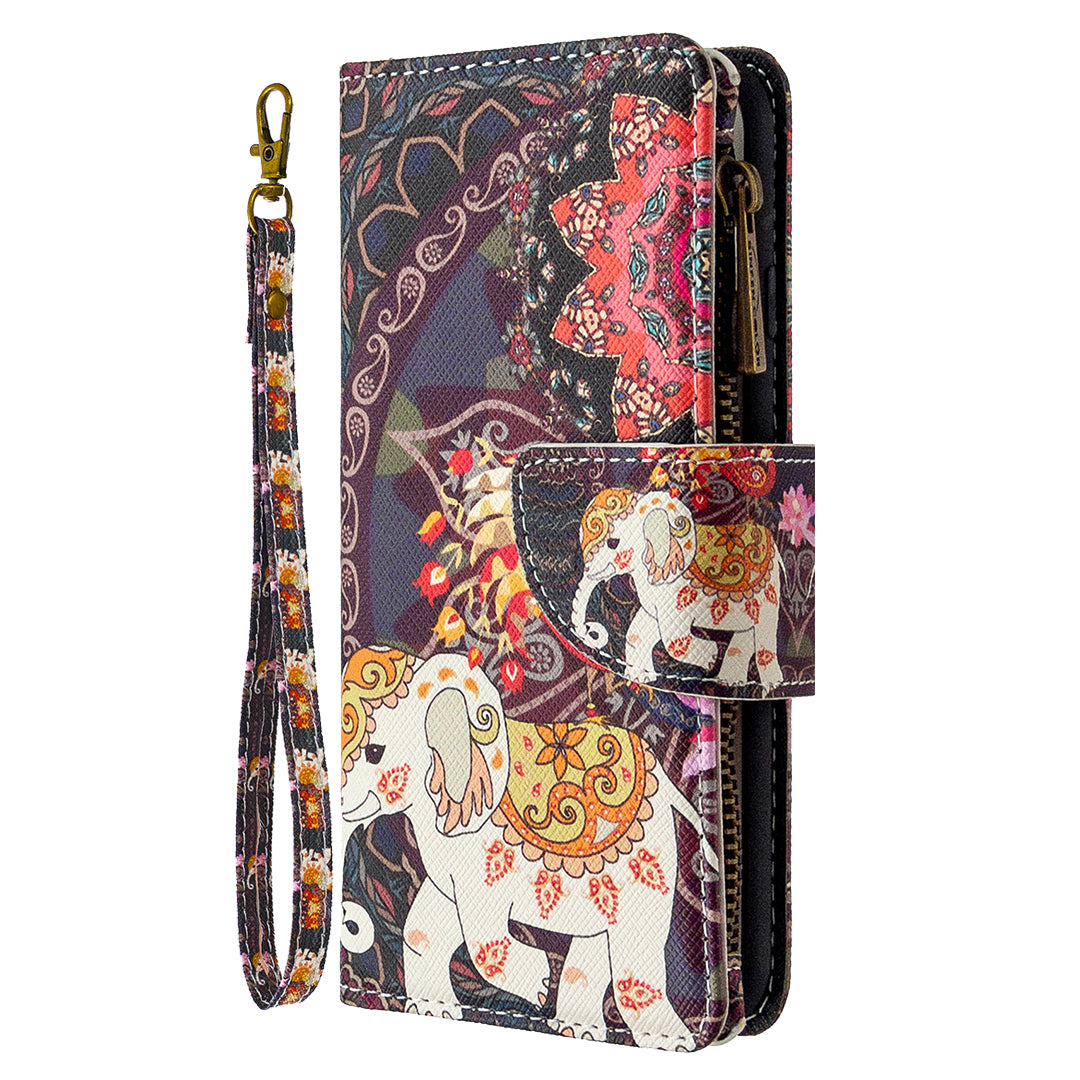 BF03 Pattern Printing Zipper Wallet Leather Phone Cover for iPhone XR 6.1 inch