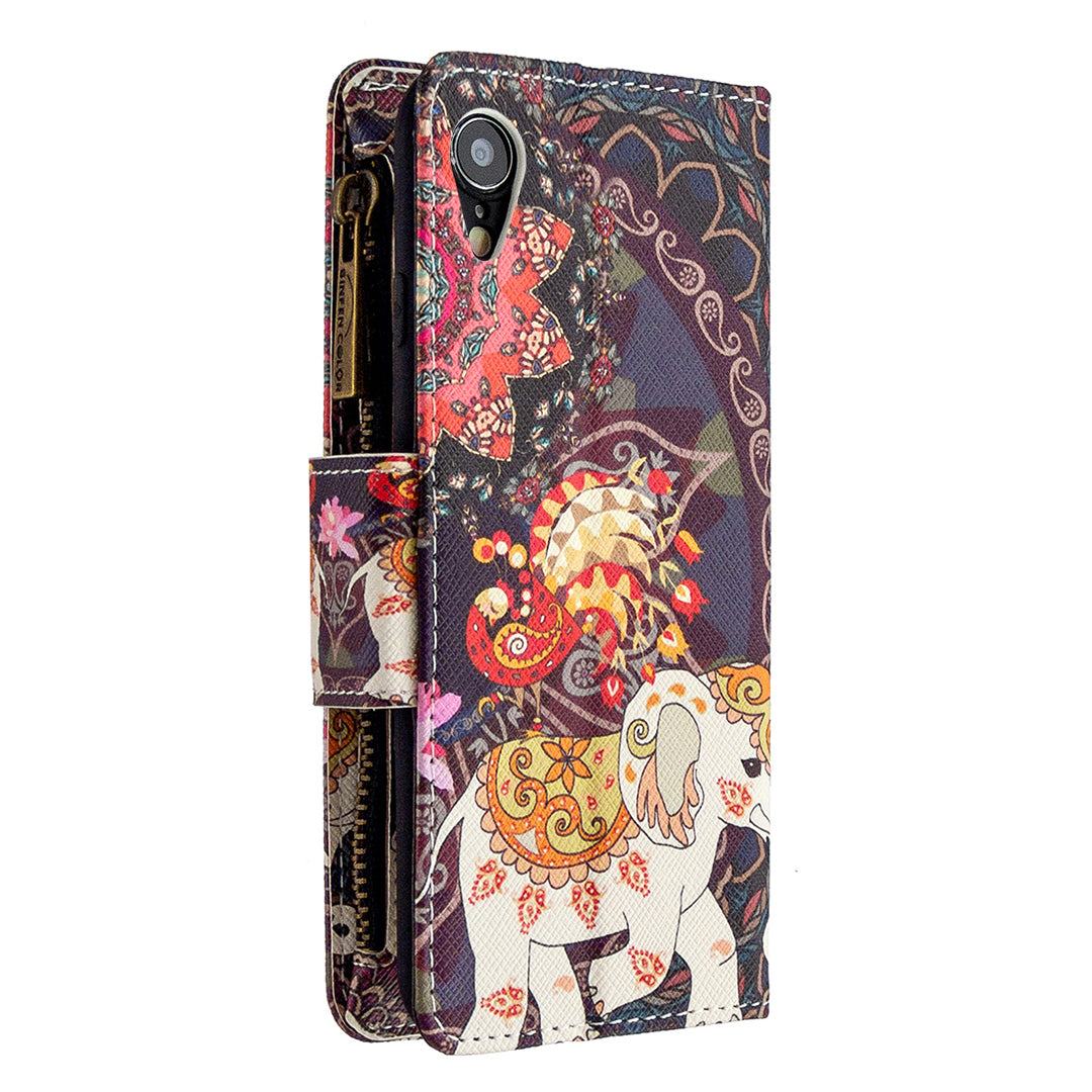 BF03 Pattern Printing Zipper Wallet Leather Phone Cover for iPhone XR 6.1 inch
