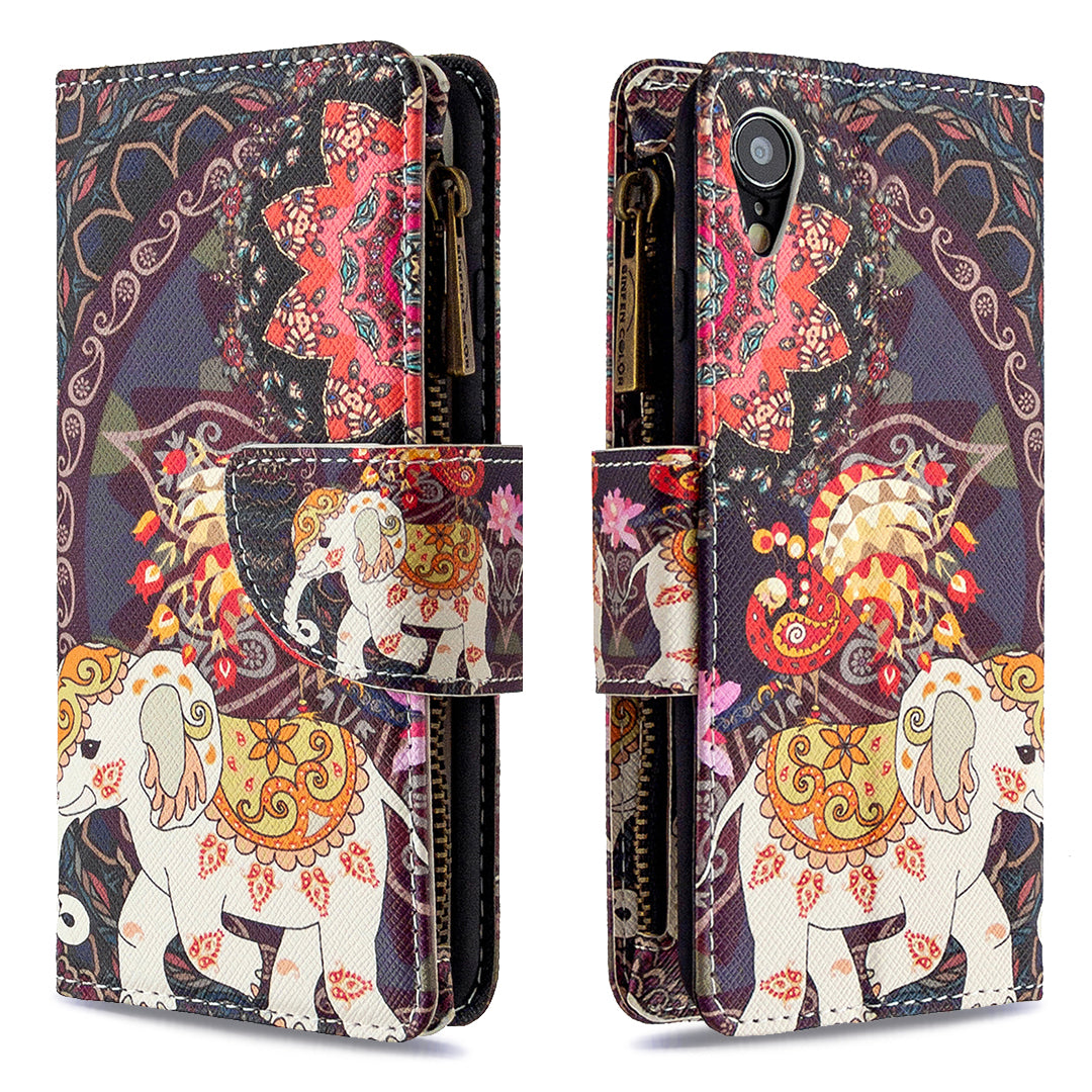BF03 Pattern Printing Zipper Wallet Leather Phone Cover for iPhone XR 6.1 inch